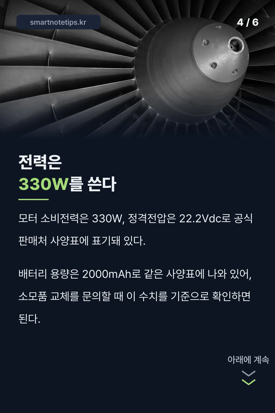 전력은 330W를 쓴다