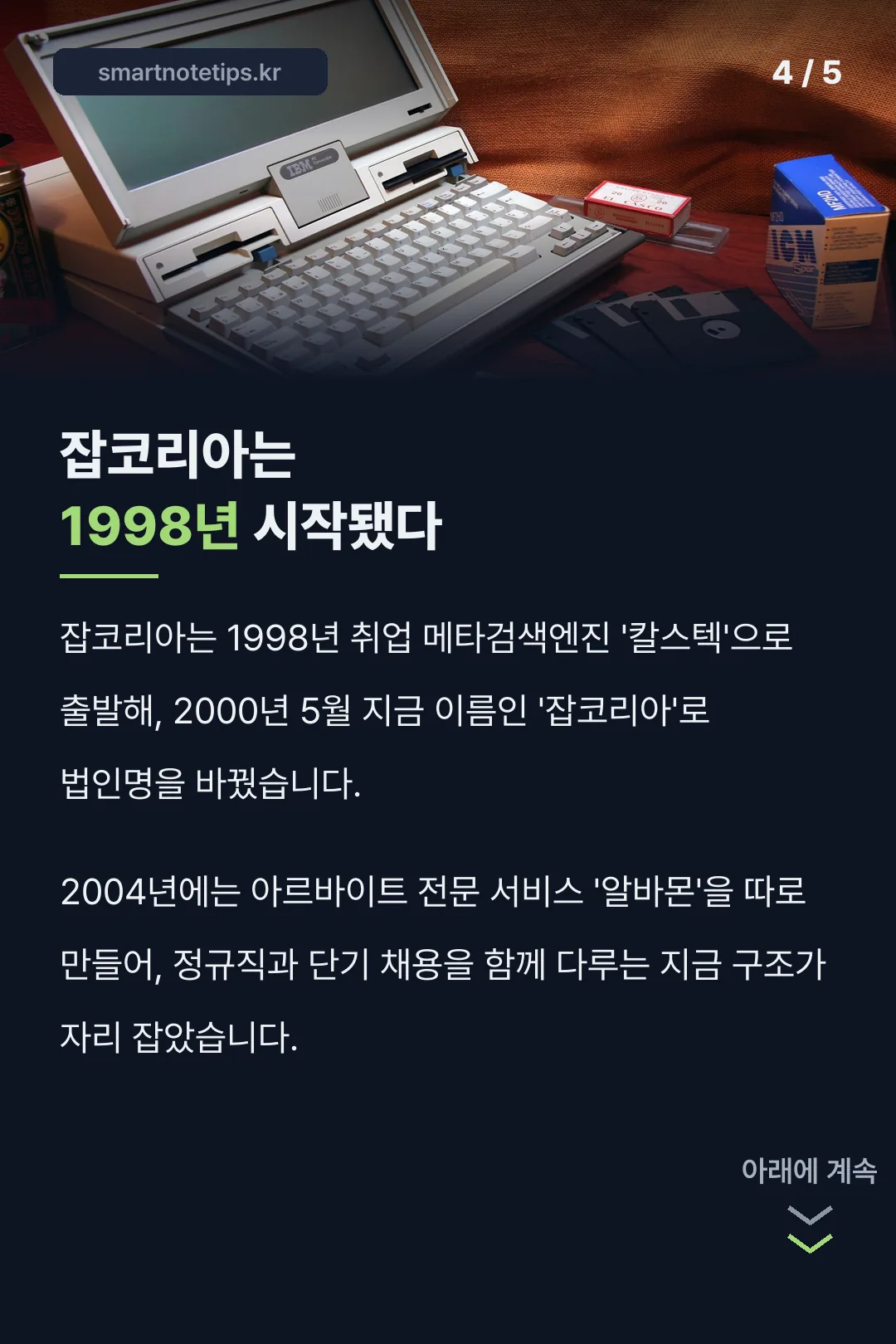 잡코리아 1998년 시작